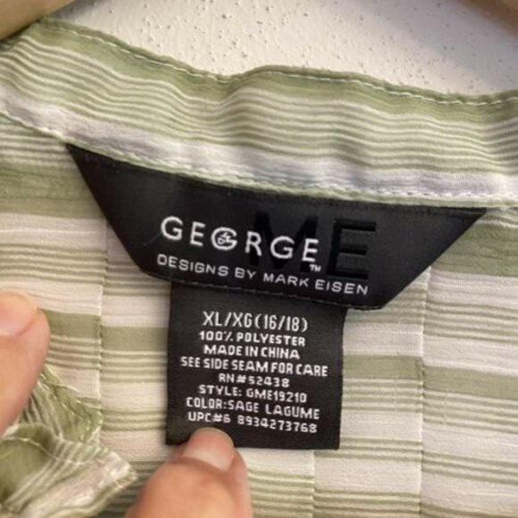 George Designs By Mark Eisen Sage Color Blouse Size XL Ruffle Blouse - Picture 3 of 9